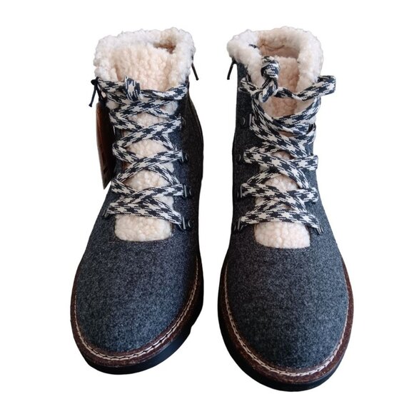 Madden NYC Womens Gray Hiker Boots Lace-Up Side Zipper Wedge Sole Size 11 - Picture 2 of 8